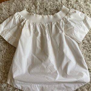 J. Crew White Off-Shoulder Blouse